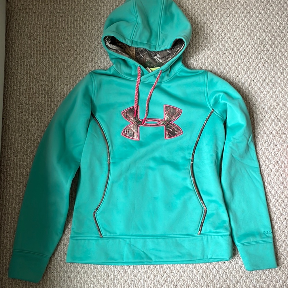Teal under armour camo sweatshirt
